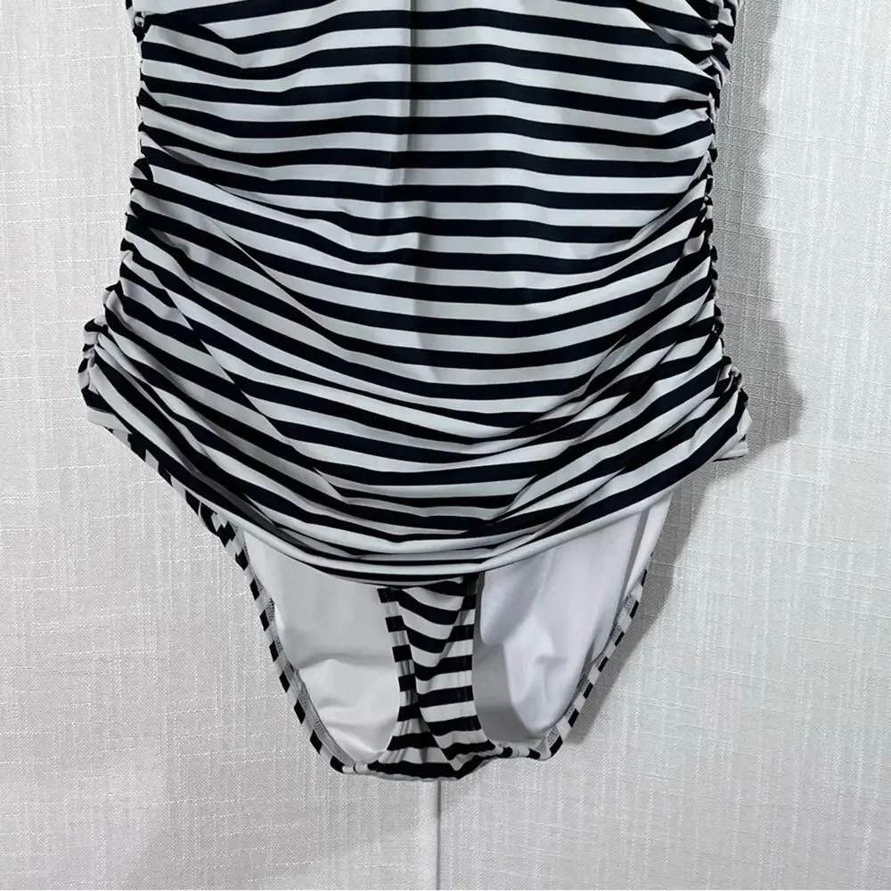Victoria’s Secret Black & White Striped The Forever One Piece Swimsuit Size M - Picture 4 of 13